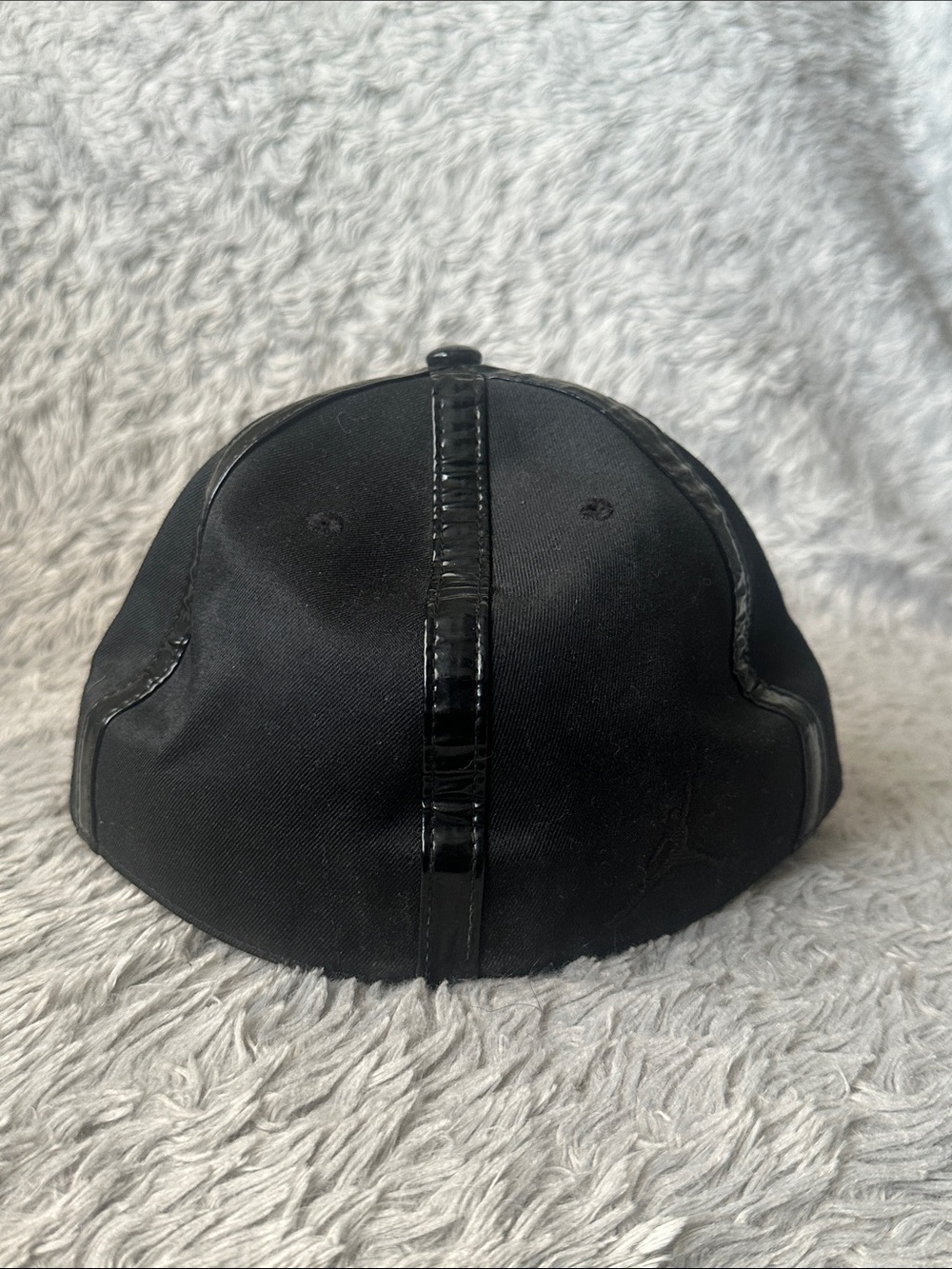 Jordan Black Textured Leather 7 1/4 fitted Hat with Gold Accent - Picture 5 of 10